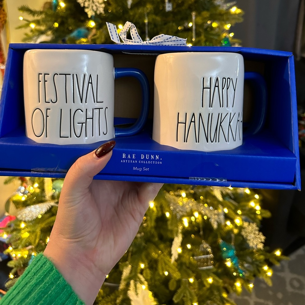New Rae Dunn Happy Hanukkah & Festival of Lights Mug Set